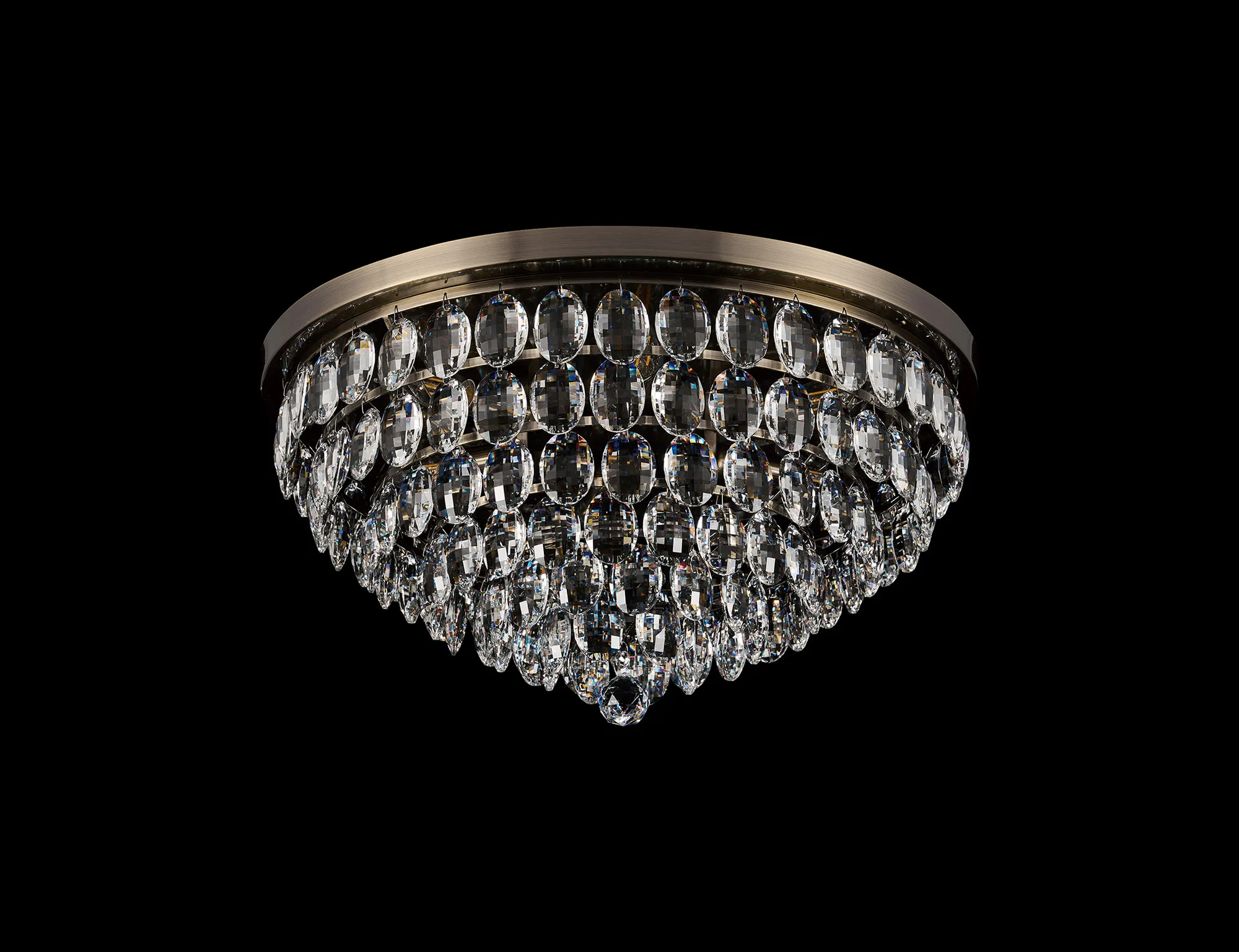 Coniston Antique Brass Crystal Ceiling Lights Diyas Flush Crystal Fittings